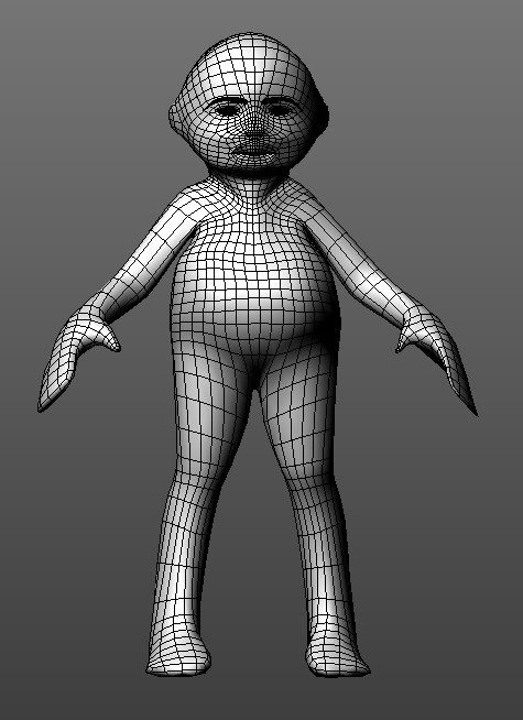 A grey wireframe mesh of a human figure in a 3D modelling program.